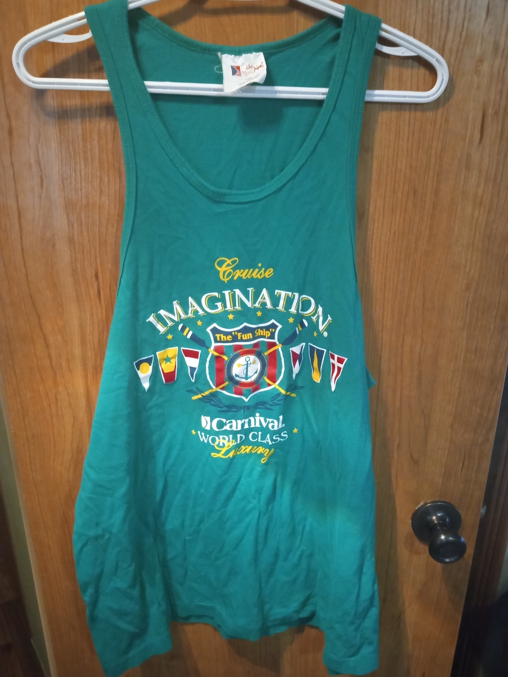 Vintage Carnival Cruise Imagination Teal Graphic Tank